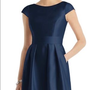Cap Sleeve Midnight Blue Alfred Sung Dress (D569)